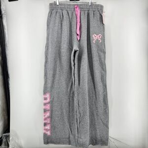 PINK x LoveShackFancy M Long Heather Grey Wide Leg Sweatpants NWT